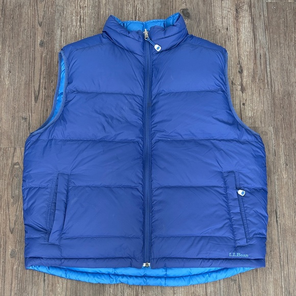 L.L. Bean Other - LL BEAN BLUE FULL ZIP REVERSIBLE GOOSE DOWN PUFFER VEST MENS LARGE